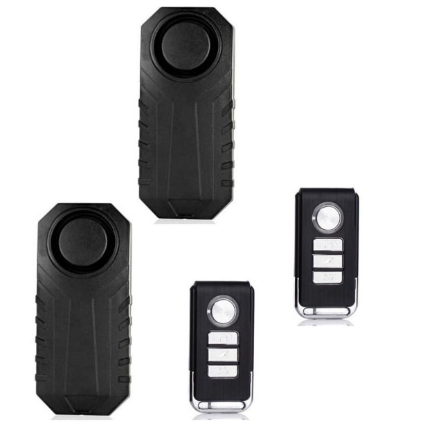 Alarma de puerta y ventana: alarma inalámbrica con sonido fuerte de 105 dB y luz brillante, fácil de instalar (incluye 2 alarmas y 2 controles remotos)