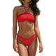 thumbnail image 1 of Mujer de Alto Corte Bandeau Bikini Set Ruffle Wrap Trajes de baño Halter Ruched Dos Piezas Trajes de baño Rosa Roja M Rosa Roja M Xishao ropa, 1 of 2