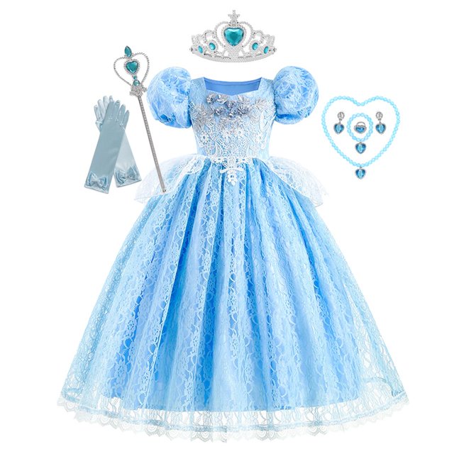 Disney-Vestidos de Fiesta de Cenicienta para niñas, vestido de baile de princesa, disfraz de Cosplay, vestido de encaje para niños, elegante vestido de tutú, ropa Fivean unisex
