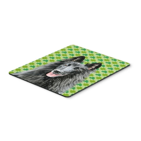 Belgian Sheepdog St. Patrick's Day Shamrock Mouse Pad, Hot Pad or Trivet
