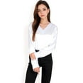 thumbnail image 6 of Women's Satin Long Sleeve V-Neck Blouse with Cuffed Sleeves - X Large, White, 6 of 7