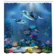 thumbnail image 2 of Ambesonne Undersea Shower Curtain, Dolphins and Plants Scene, 69"Wx75"L, Dark Sky Blue and Pale Blue, 2 of 4