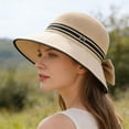thumbnail image 2 of Gtoiithly Women Fashionable Wide Brim Sun Hat with Bow Design Breathable Summer Travel Beach Hat for Outdoor Activities Khaki, 2 of 4