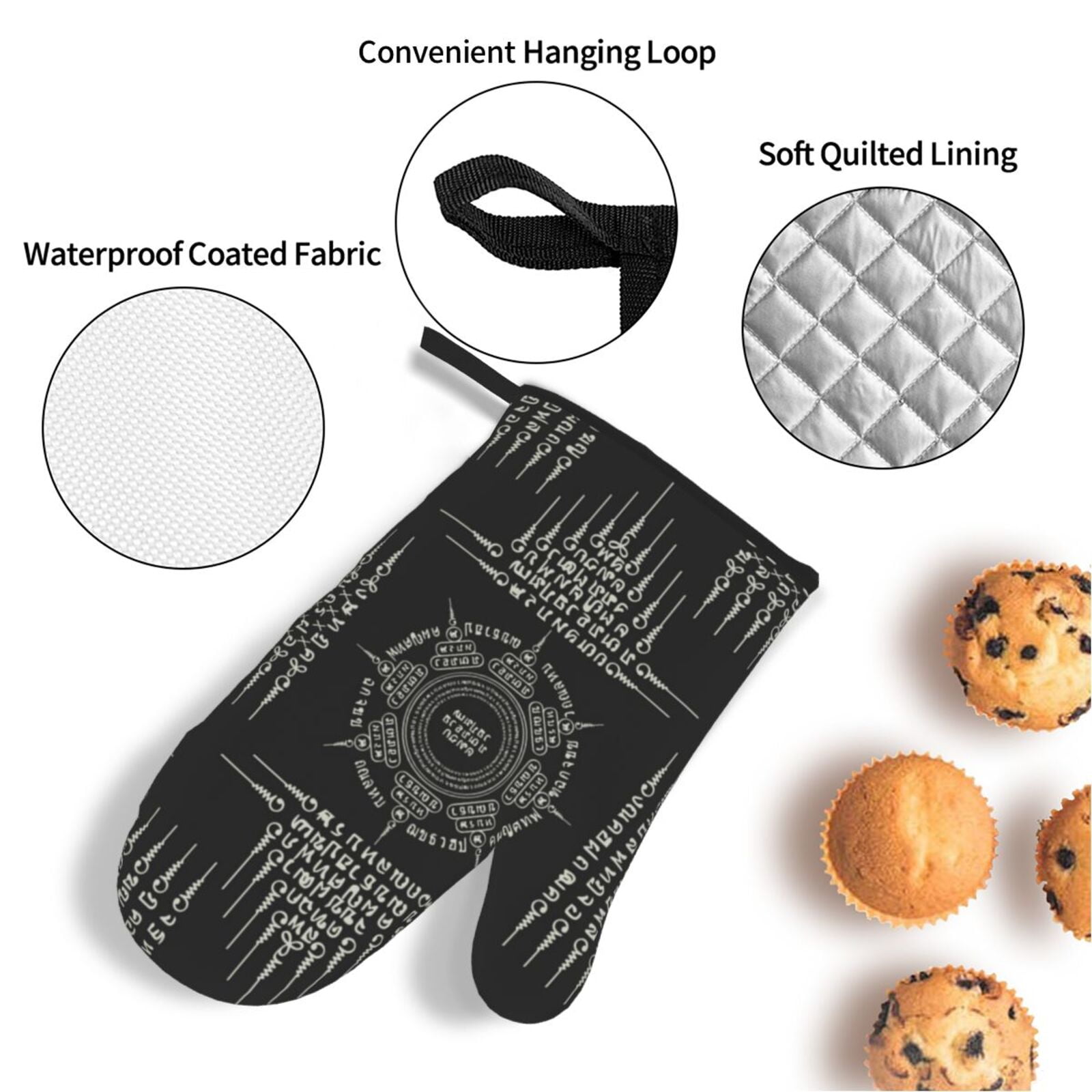 Muay Thai Sacred Symbol 4Pcs Oven Mitts and Pot Holders Sets Oven Kitchen Gloves Hot Pads for Cooking BBQ Baking Grilling