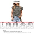 thumbnail image 5 of Camisa floral de manga corta con volantes y cuello redondo con estampado de flores para mujer Camisa con volantes Top para verano Negro XL, 5 of 5