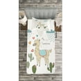 thumbnail image 3 of Ambesonne Llama Quilted Bedspread Set 2 Pcs, Cartoon Alpaca Animal Cactus, Twin Size, Multicolor, 3 of 3