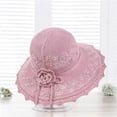 thumbnail image 6 of Noric Women's Wide Brim Sun Hat Floral Crochet Cutout UPF 50+ UV Protection Summer Beach Hat with Flower Bow, 6 of 6