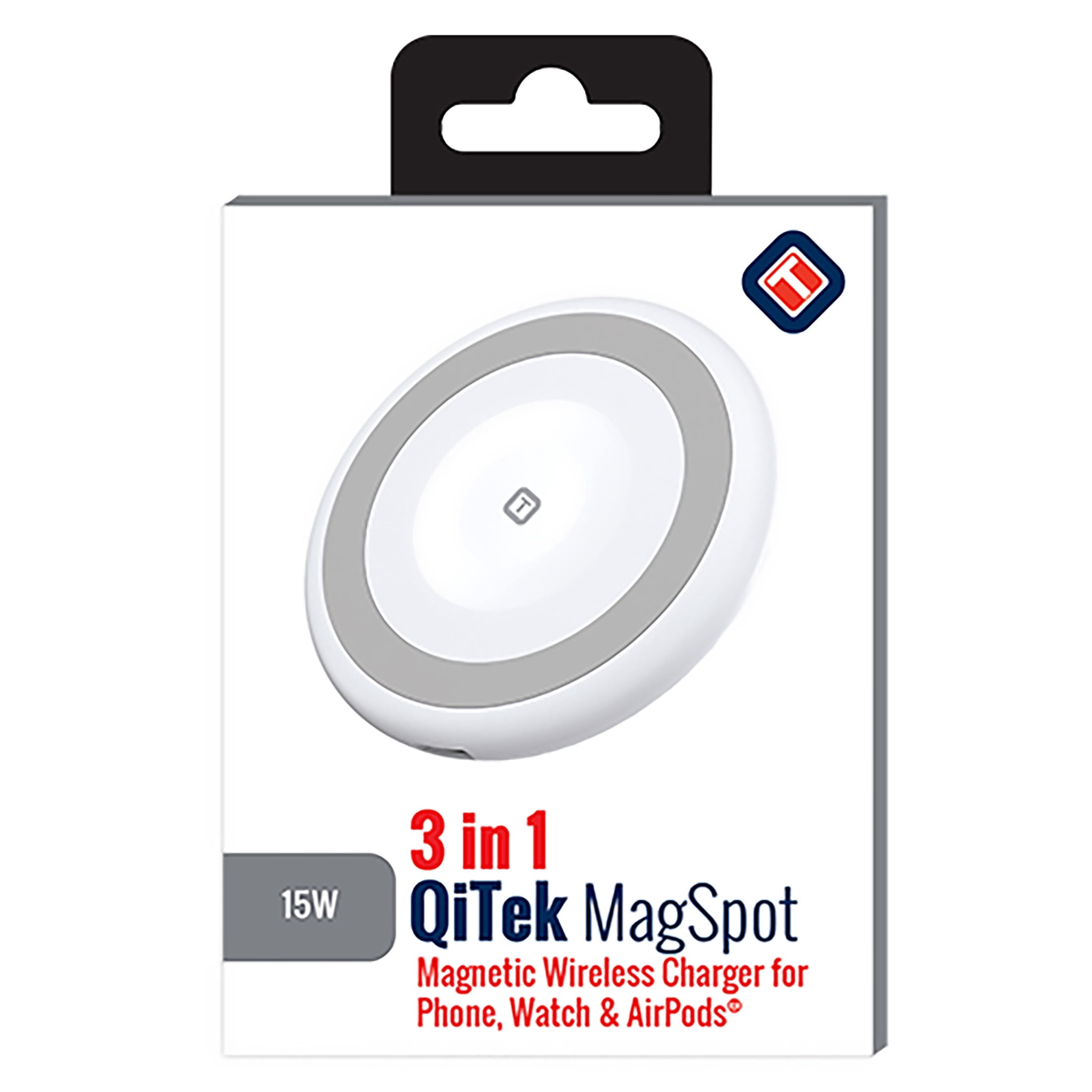 TekYa 3-in-1 QiTek MagSpot 15W Magnetic Wireless Charger for Phone, Apple Watch & AirPod