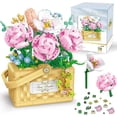 thumbnail image 2 of Ramo de flores para adultos, miniladrillos de rosas, cesta de ramos de flores, bloques de construcción de bonsáis, colección botánica decorativa para el hogar para adolescentes y n Regalo de navidad, 2 of 7