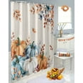 thumbnail image 5 of Fall Pumpkins Shower Curtain Set ，Waterproof Fabric Shower Curtains Thanksgiving Orange Blue Watercolor Eucalyptus Leaves Linen Shower Curtains for Bathroom,Bathroom Decor 54x"78", 5 of 7
