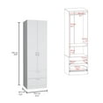 thumbnail image 6 of Nmkwnr 76" High Armoire with 2 Drawers, 2 Doors Clothes Storage Cabinet with 1 Shelf and Hanging Rod, Perfect for Living Room, Bedroom, White, 6 of 8