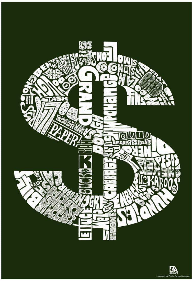Money Slang Text Poster 13x19 Sold by