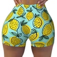 thumbnail image 2 of Gukieu Lemon1 Print Women's Sports Shorts, Elastic Waist High Stretch Running Yoga Gym Sweatpants-Small, 2 of 8