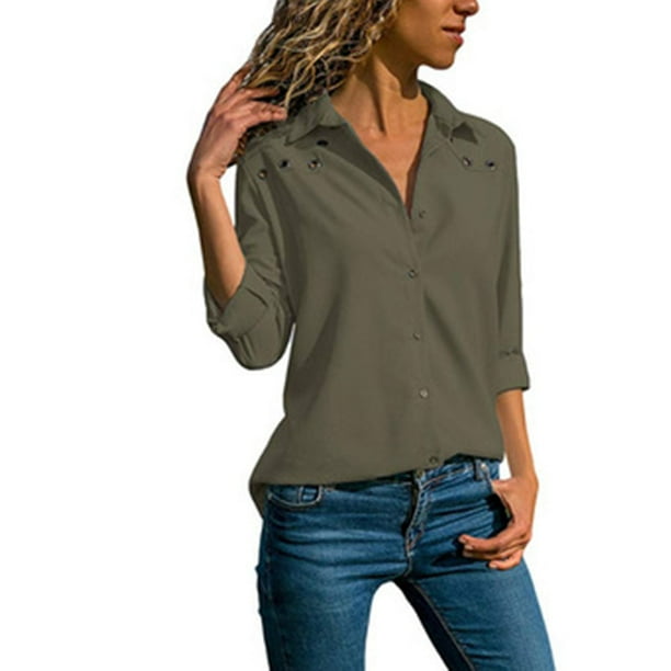 chiffon button down blouse
