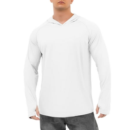 AZZAKVG Men S Upf 50+ Sun Hoodie Shirts Long Sleeve / Lightweight Fishing Rash Guard Thumb Holes Shirt Hiking Mountaineering Outdoor