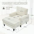 thumbnail image 2 of Modern Chaise Lounge Chair Indoor, Comfy Chenille Lounge Sofa with Side Storage Pocket, Single Sofa Couch with Armrest and Soild Wood Legs for Living Room, Beige, 2 of 7