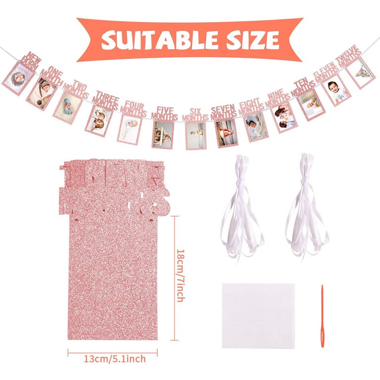 Mountain Theme 1st Birthday Photo Banner - 13PCS Monthly Baby Photo Banner Decor For Boys & Girls