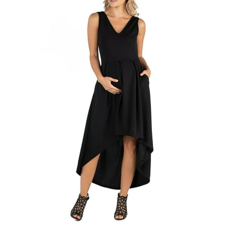 

24seven Comfort Apparel Sleeveless Fit N Flare High Low Maternity Dress M0116025 MADE IN THE USA