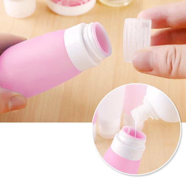 Botella De Viaje Botella De Viaje Botella recargable de silicona Contenedor de viaje líquido para maquillaje (Rosa) (80ml)