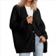 thumbnail image 3 of Suéteres de Rayas para Mujer, Suéteres de Botones Grandes, Cuello en V, Prendas de Punto Sueltas. Negro XXL, 3 of 7