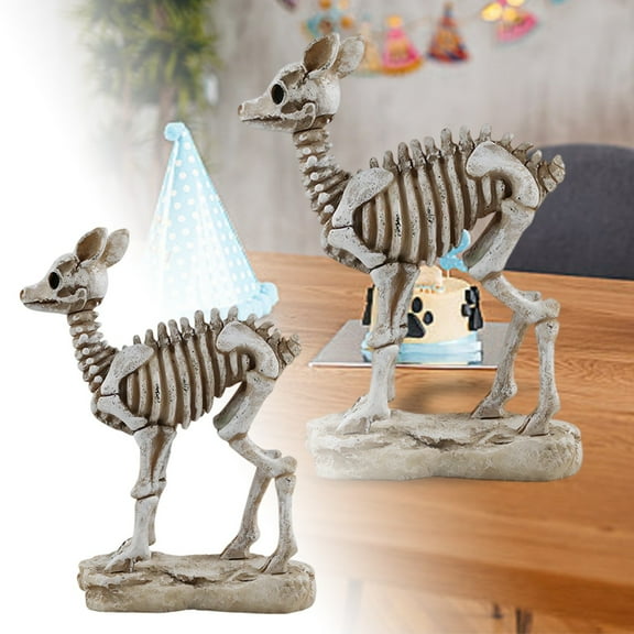 Skeleton Animal Statues - Halloween Skeleton Deer & Duck Decorations, Resin Bone Figures for Outdoor Indoor Garden, Yard & Gothic Party Props