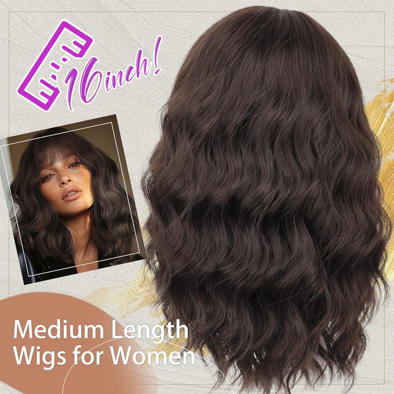Short Wavy Wig with Bangs for Women Shoulder Length Bob  display picture 1