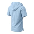 thumbnail image 6 of Guluxicc Men's Hooded Cotton Tops Drawstring Button Collared Short Sleeve Shirts Regular Fit Trendy Solid Color Summer Casual Tops with Pocket, 6 of 6