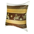 thumbnail image 3 of Neutral Thai Elephant Sun Stripes Silk Throw Pillow Cushion Cover Set, 3 of 6
