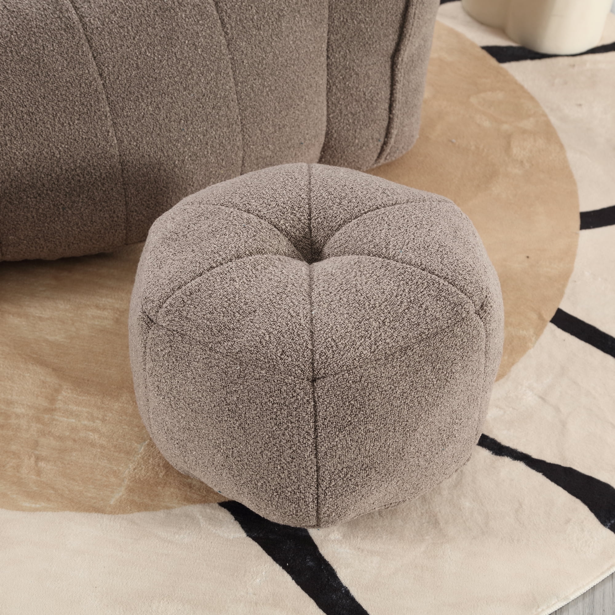 Bean Bag Chair with Footstool, Soft Lightweight Filled Bean Bag Sofa Chair with High Resilient Foam, Chenille Adult Bean Bag Chair with Armrests for Adults to Game, Read, Watch TV, Coffee
