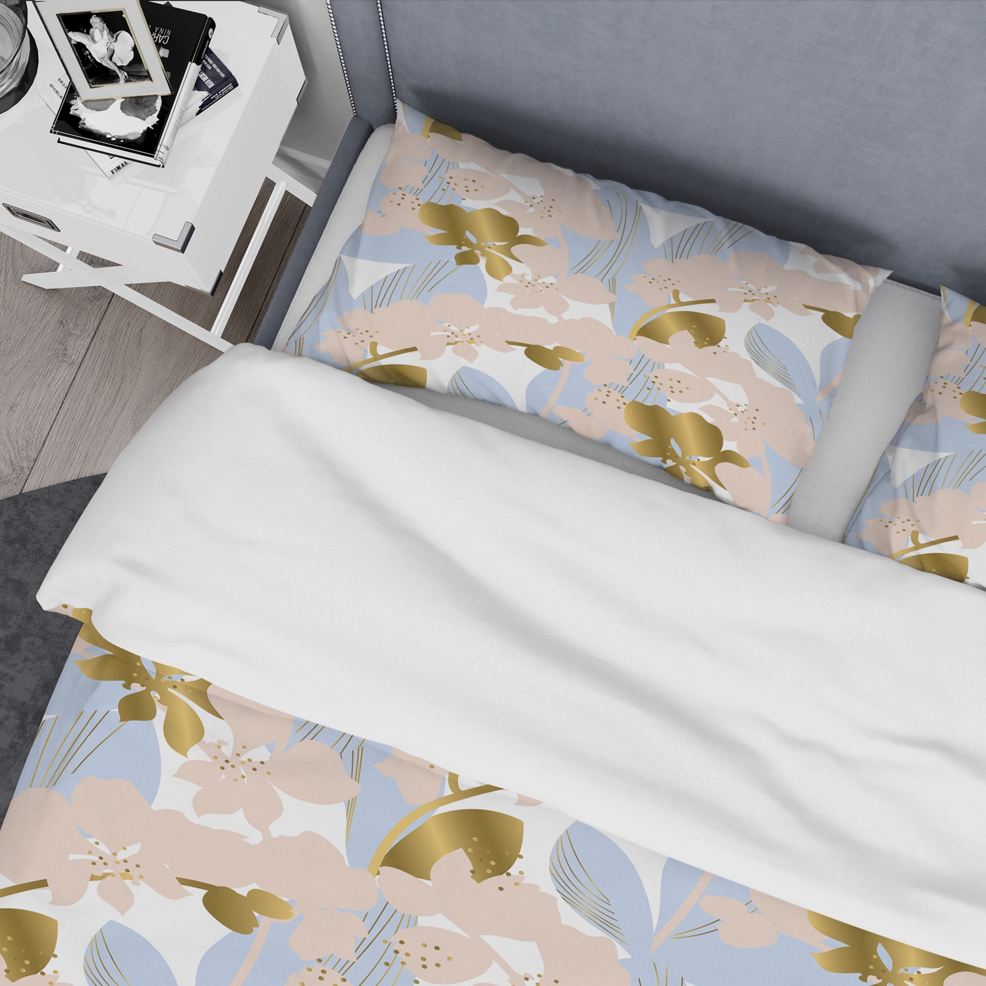 Designart 'Golden Foliage XV' Mid-Century Modern Duvet Cover Set
