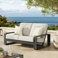 thumbnail image 2 of Lounge Loveseat Sofa, Gray, Aluminum, Outdoor Patio Balcony Cafe Bistro Garden Hospitality Restaurant, Modern Contemporary, HB37963, 2 of 9