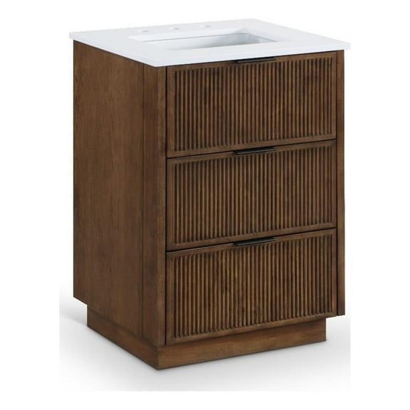Meridian Furniture Willard 24" Brown Engineered Stone Bathroom Vanity