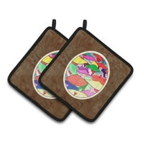 Carolines Treasures 7194PTHD Women in Hats Pair of Pot Holders , 7.5HX7.5W, multicolor