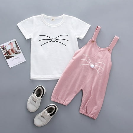 

Toddler Kids Baby Girls Cartoon Cat Print T-Shirt + Bodysuit Romper Outfit CHMORA