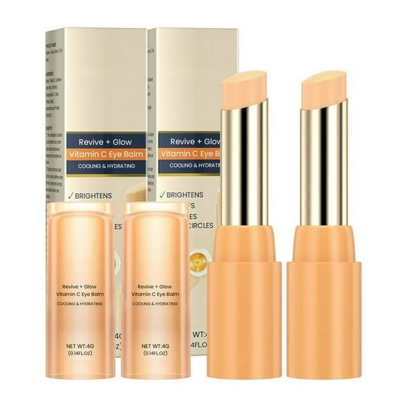 Correxion Revive + Glow Eye Balm, Revive +Glow Vitamin C Eye Balm, Cooling & Hydrating Eye Cream Moisturizer, Brightens Depuffs Reduces Dark Circles（2pcs）
