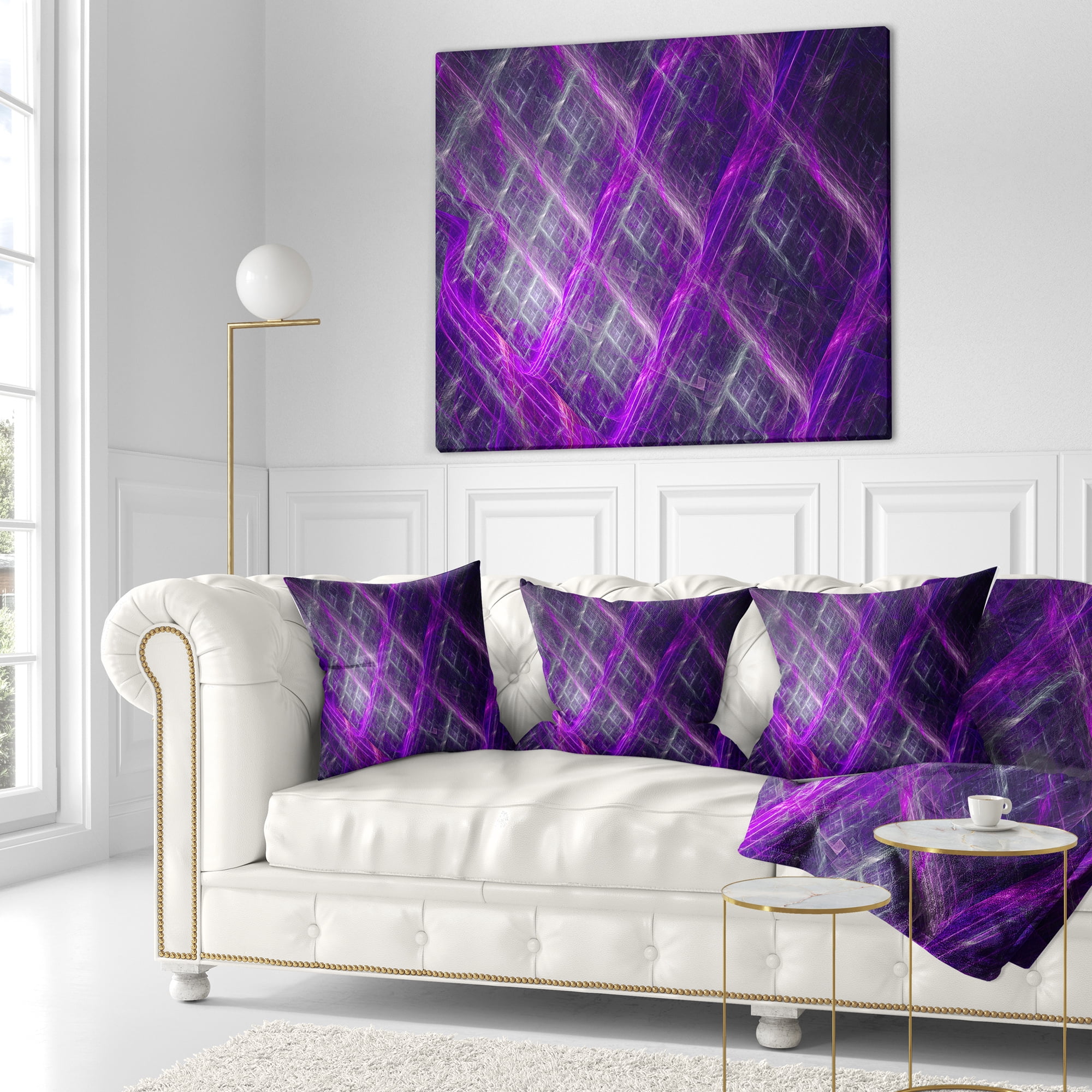 Designart Purple Abstract Metal Grill - Abstract Throw Pillow - 16x16