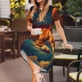 thumbnail image 3 of Lsque Colorful Starry Sky Sleep Dog Print Women's Casual Dress T-Shirt Summer Short Sleeve Scoop Neck Swing Dresses, 3 of 6