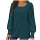 thumbnail image 2 of Jsaierl Mujeres Casual Puff Camisas de Manga Larga 2025 Otoño Moda Side Split Cuello Cuadrado Tops Loose Fit Dressy Túnica Blusas, 2 of 5