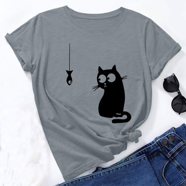 zanvin Hauts pour Femmes, T-Shirt d'Été pour Femmes, Mode Estivale, Coupe Ample, Col Rond, Imprimé Animal Mignon, Manches Courtes