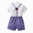 thumbnail image 6 of 4-5 Years Toddler Kids Boys Gentleman Outfit Suits Infant Boys Short Pants Set Short Sleeve Shirt with Suspender Strap Shorts 18 24 Months 2T 3T 4T 5T 6T Kids Gentleman Outfits,Blue, 6 of 7