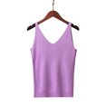 thumbnail image 2 of Lovskoo Knit Camisole Tops for Women Spaghetti Strap Ladies Summer Spaghetti Strap Solid Color Sleeveless V Neck Tank Top Purple Free Size, 2 of 6