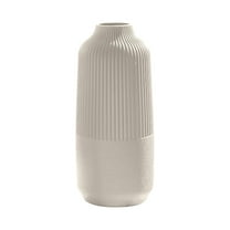 hulanddfd Modern White Vases, White Ribbed Decorative Vases 9.8 Inch Plastic Vase for Flowers Pampas Grass Table Mantle Kitchen Porcelain