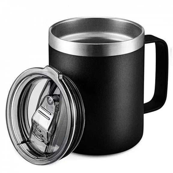 12oz Coffee Mug with Handle Sliding Lid,Stainless Steel Travel Tumbler Cup Double Insulated Camping Cup for Hot & Cold Drink Tea