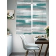 thumbnail image 4 of Teal Green Grey Lines Sheer Curtains 2 Panels Set Abstract Mottled Paints Graffiti Texture Sheer Window Curtains Light Filtering Rod Pocket Voile Drapes for Bedroom Living Room 52"X72", 4 of 8