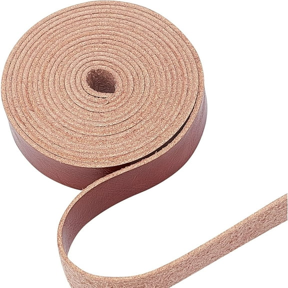 Brown Leather Strap Strip 1/2 Inch Wide 79 Inch Long Lychee Pattern Leather Belt Wrap Single Sided Flat Cord