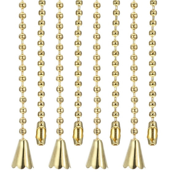 Uxcell 3.3ft Ceiling Fan Pull Chain 4 Pcs Beaded Pulls Cord Extender Conical Pendant for Fan Light Gold Tone