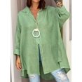 thumbnail image 1 of Nouvelle Chemise d'Été Unie pour Femmes, Ample, à Manches Neuf Dixièmes, en Coton et Lin, 1 of 7