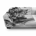 thumbnail image 3 of Pirate Ship Soft Flannel Fleece Throw Blanket, Nautical Line Art Style Illustration with Vintage Sailboat on Exotic Waters, Cozy Plush for Indoor and Outdoor Use, 60" x 80", Black White, by Ambesonne, 3 of 6