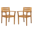 thumbnail image 4 of Tcbosik Set of 2 Outdoor Chairs, Patio Dining Chair, Wood Armchair for Garden, Deck, Lawn, Porch, Backyard, Teak, 4 of 11