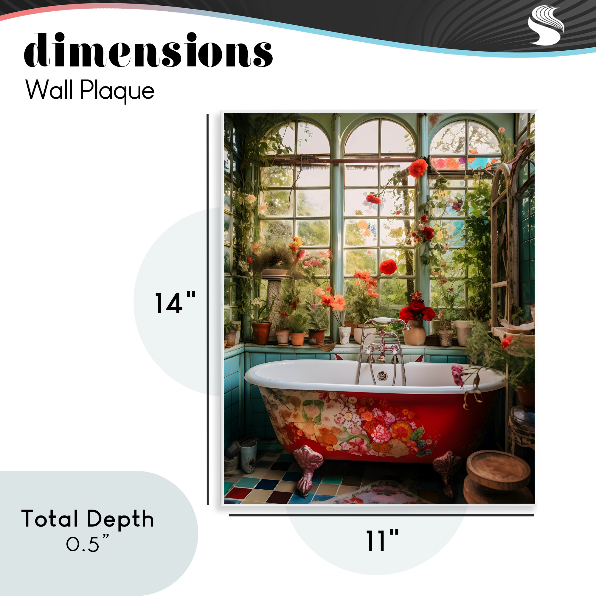 Floral Sunroom Tub Wall Plaque Art, design by Lettered and Lined